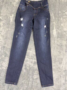 Tiago Womens Dark Wash Blue High Waist Distressed Skinny Jeans Size 6